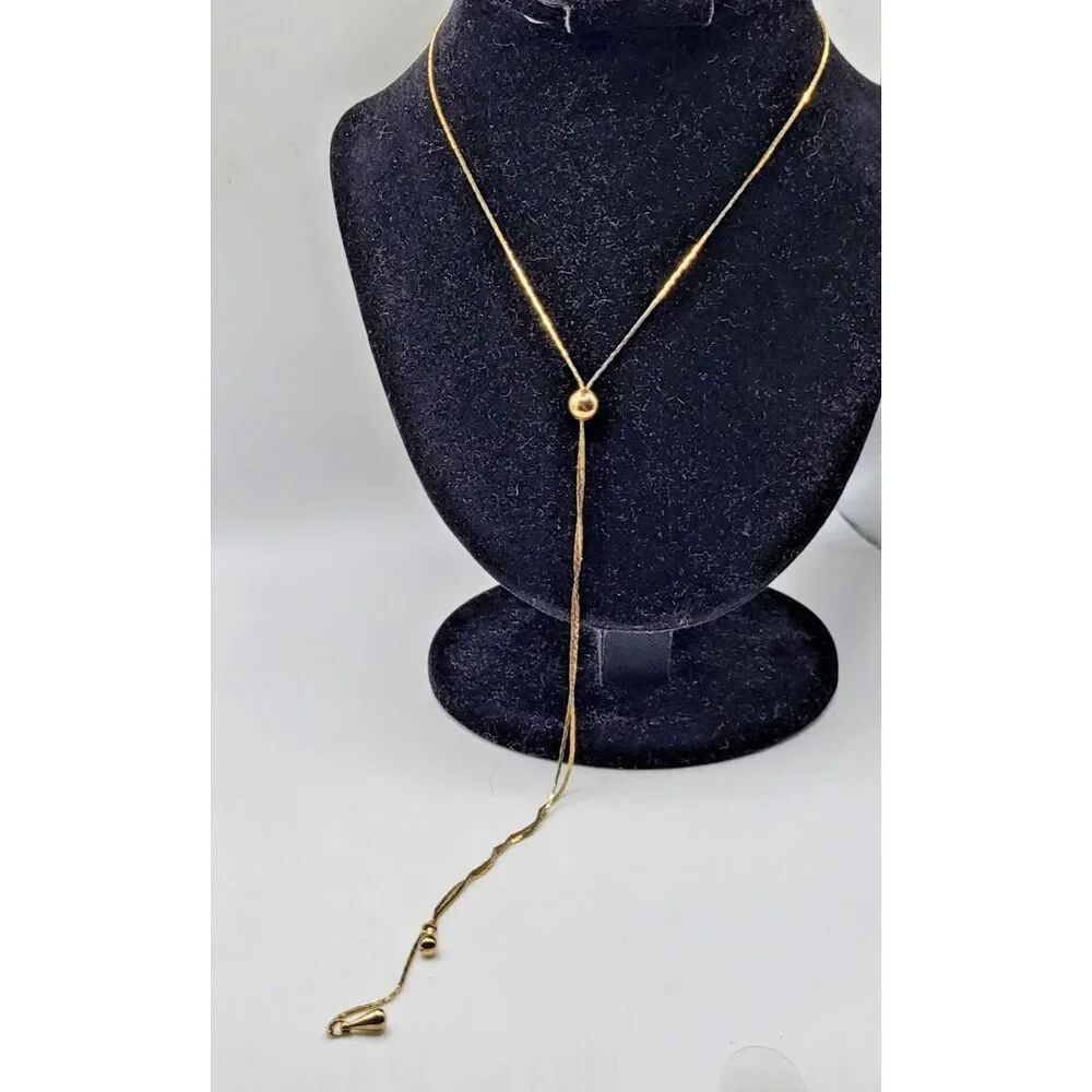 Estate Adjustable Gold Tone Slide Bolo Necklace 30in